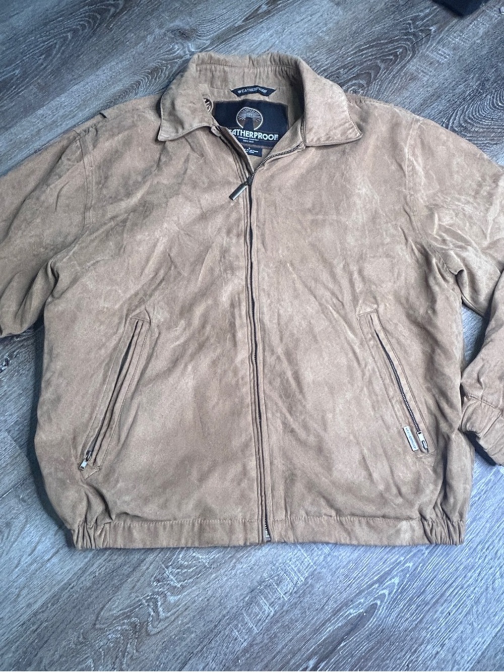 Weatherproof Brown Faux Suede Jacket – Size S – Cozy Lined Bomber Style